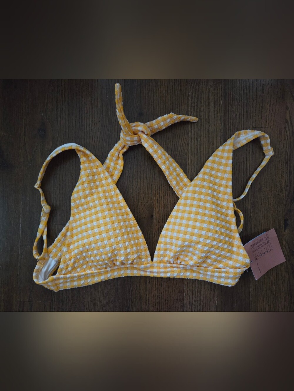 Brand New Shade & Shore Small Yellow Checked Bikini Top